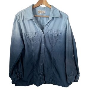 Vintage DCC Woman Women’s Plus Size 18/20 Snap Front Roll Tab Sleeve Tunic Shirt